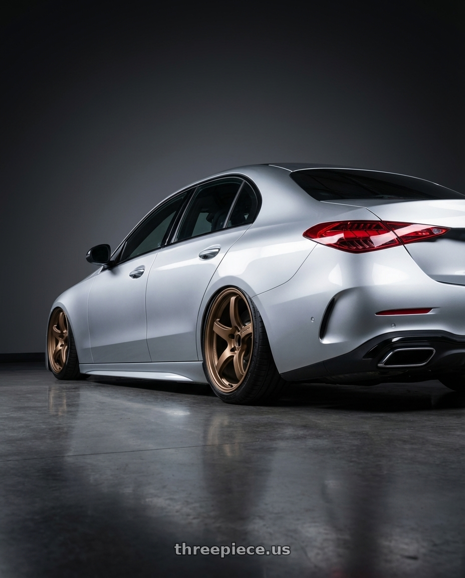 2022 Mercedes-Benz C-Class W206 with Gram Lights 57CR 5x112 19x9.5+25 Bronze II wheels rear three quarter view slight stretch tires