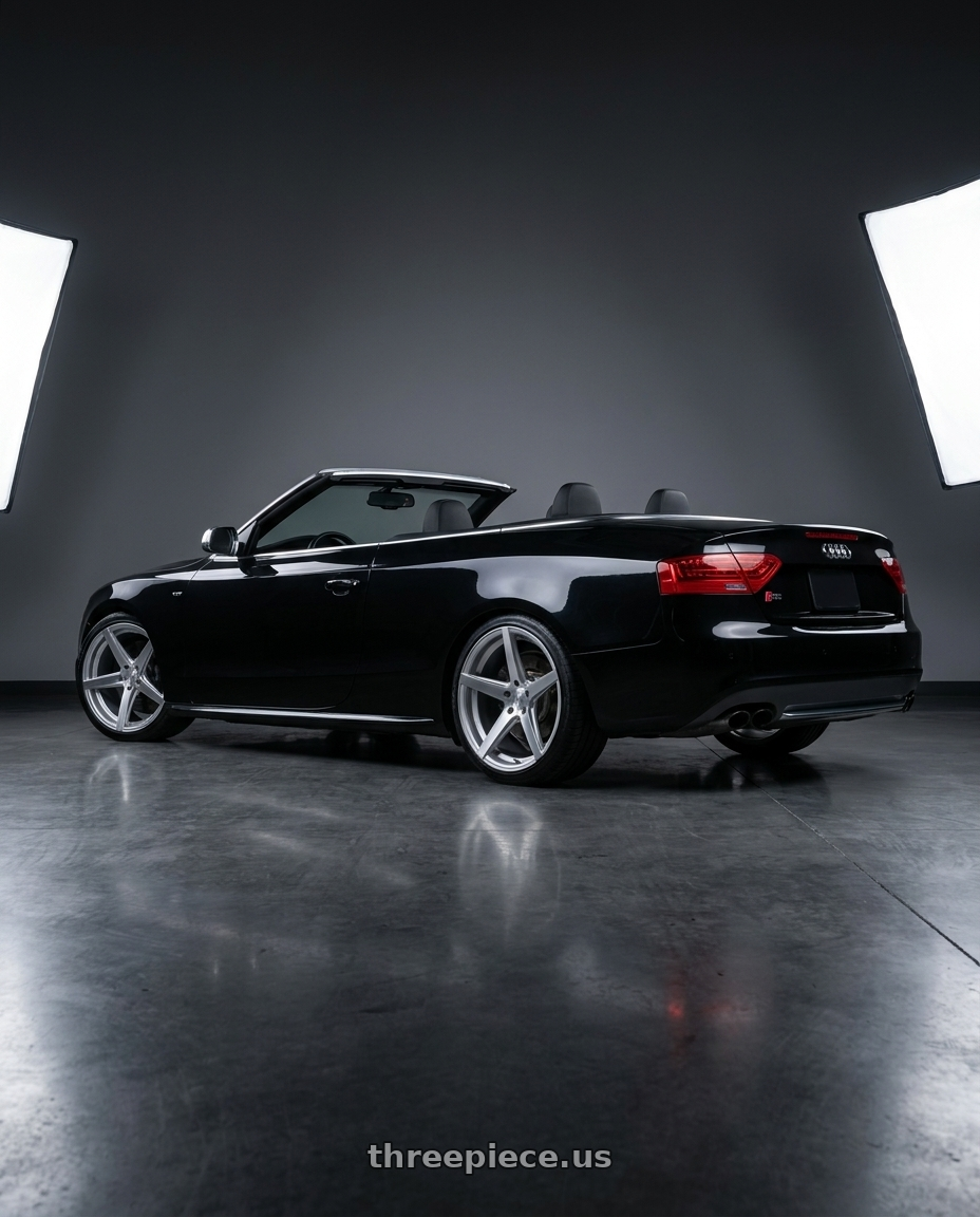 2010 Audi S5 with Rohana RC7 5x112 20x9+25 Machine Silver wheels rear three quarter view slight stretch tires