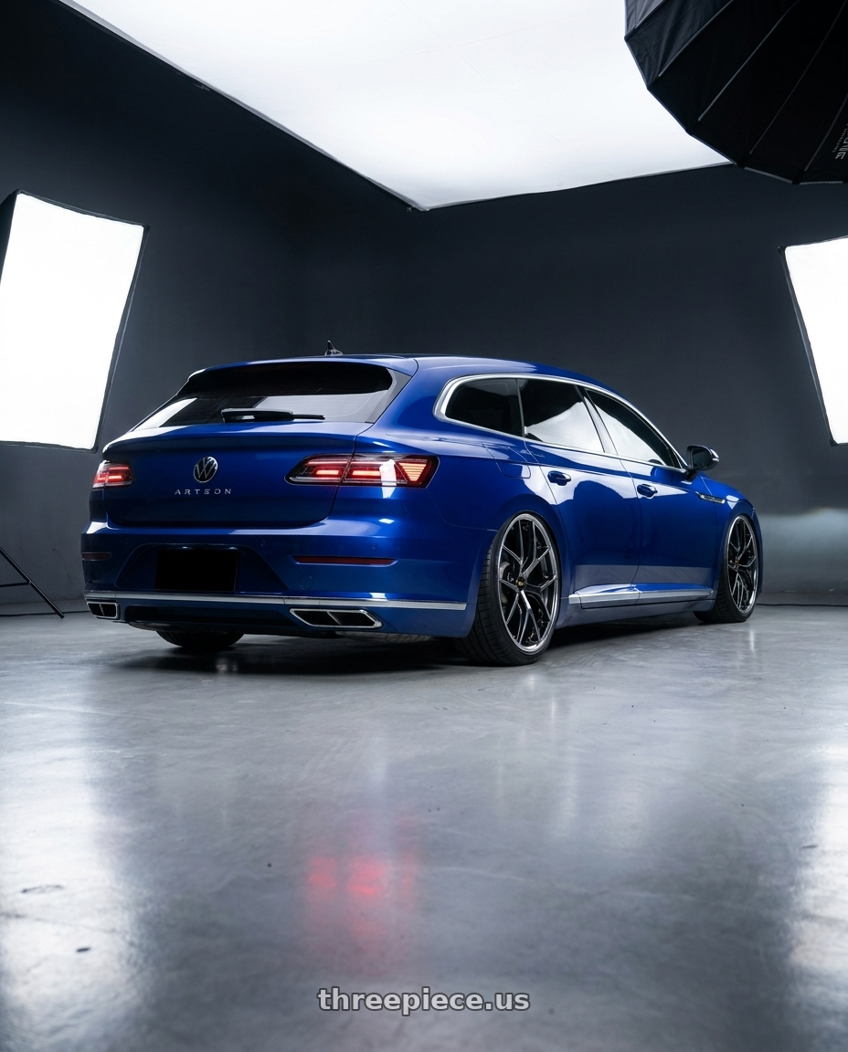 2023 Vw Arteon shooting brake  with BBS RI-S 5x112 20x9.0+34 Diamond Black wheels rear three quarter view extreme stretch tires