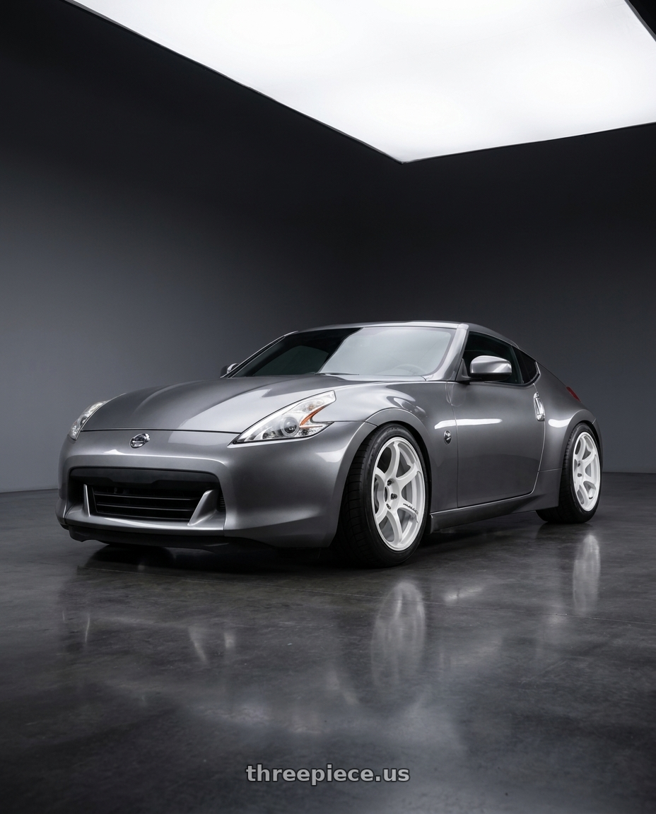 2009 Nissan 370z with Advan Racing RG-4 5x114.3 18x10.5 +15 RACING WHITE METALLIC & RING wheels