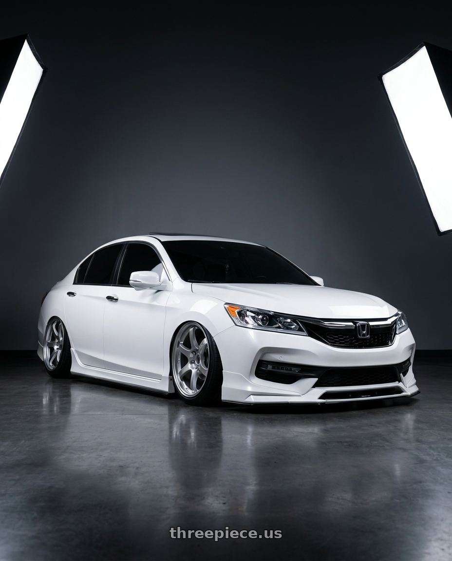 2016 Honda accord with Gram Lights 57DR 5x114.3 18x9.5+38 Grace Silver wheels