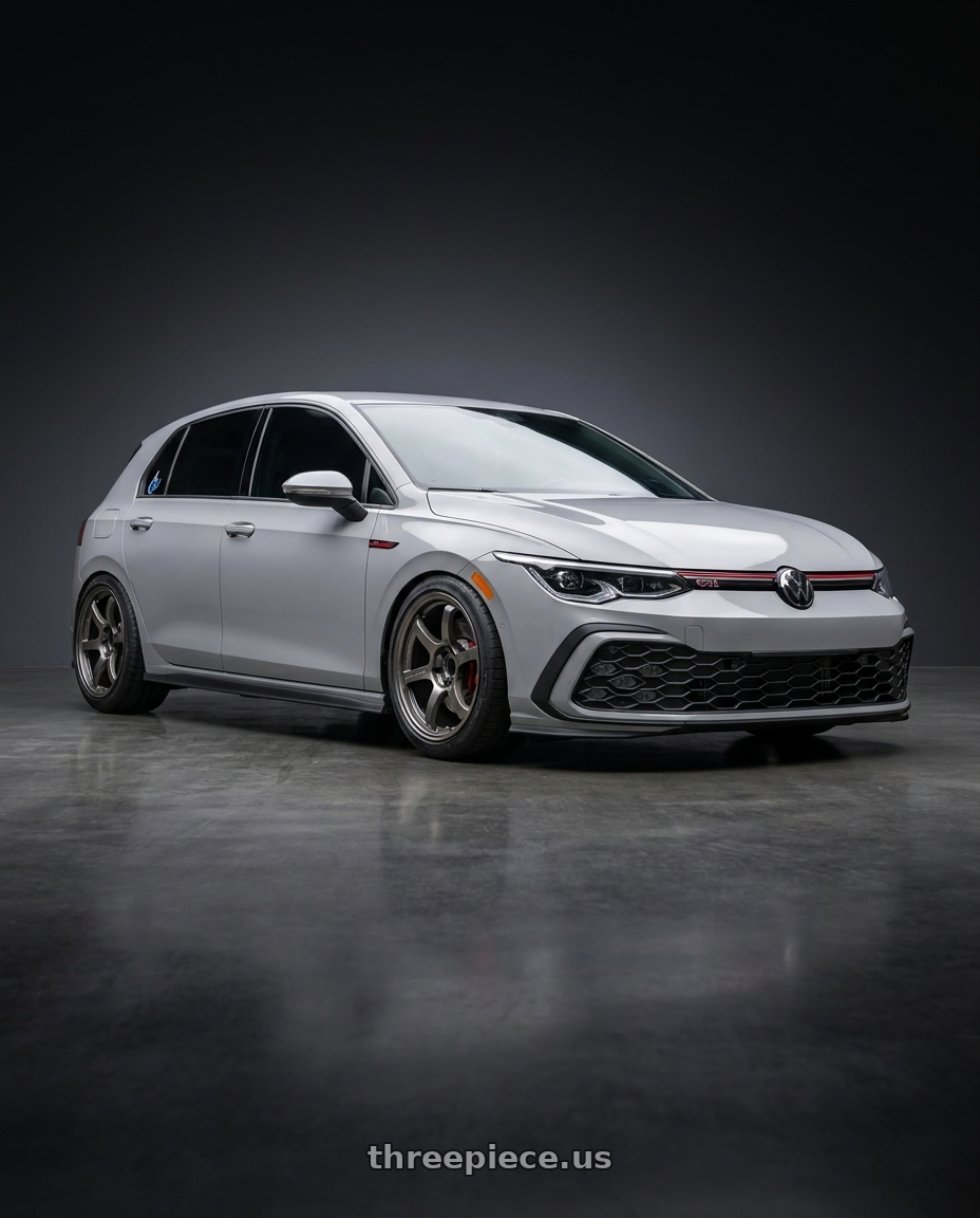 2024 Volkswagen gti moonstone with Gram Lights 57DR 5x112 18x8.5+37 HS Gunmetallic wheels