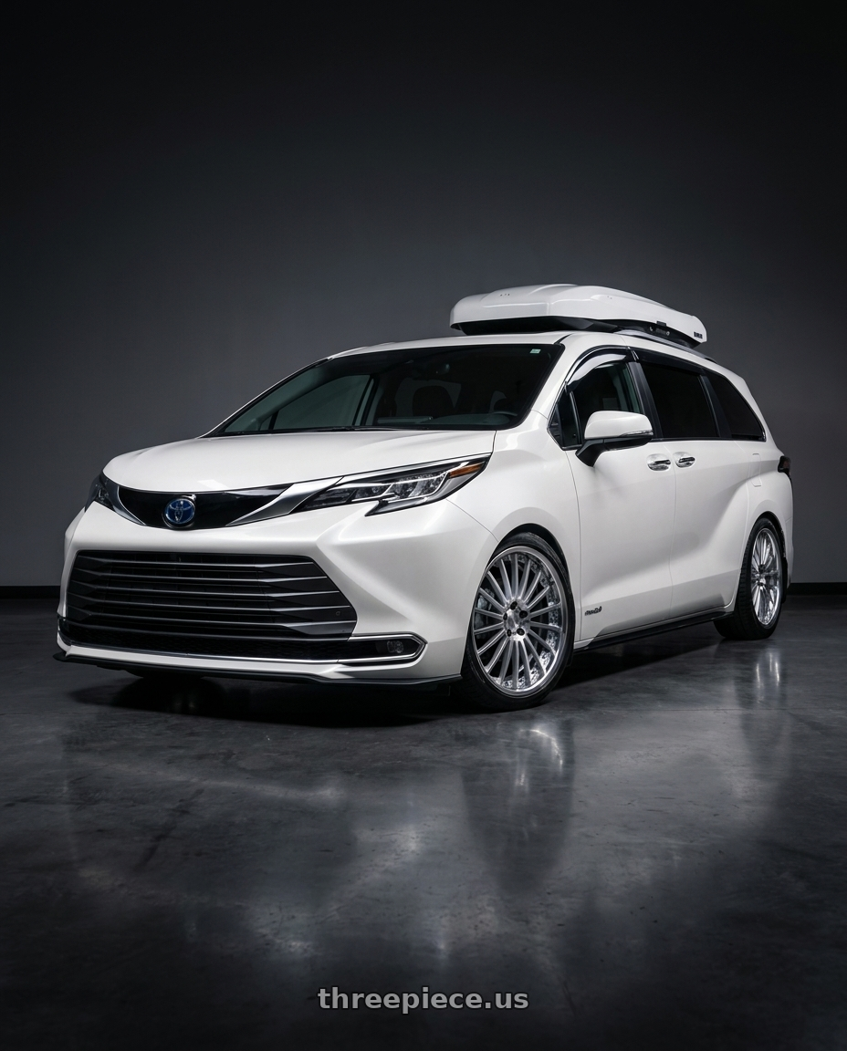 2021 Toyota Sienna Limited with Work Lanvec Lf1 5x114.3 20x8+38 O Disk Machine Silver Polish wheels