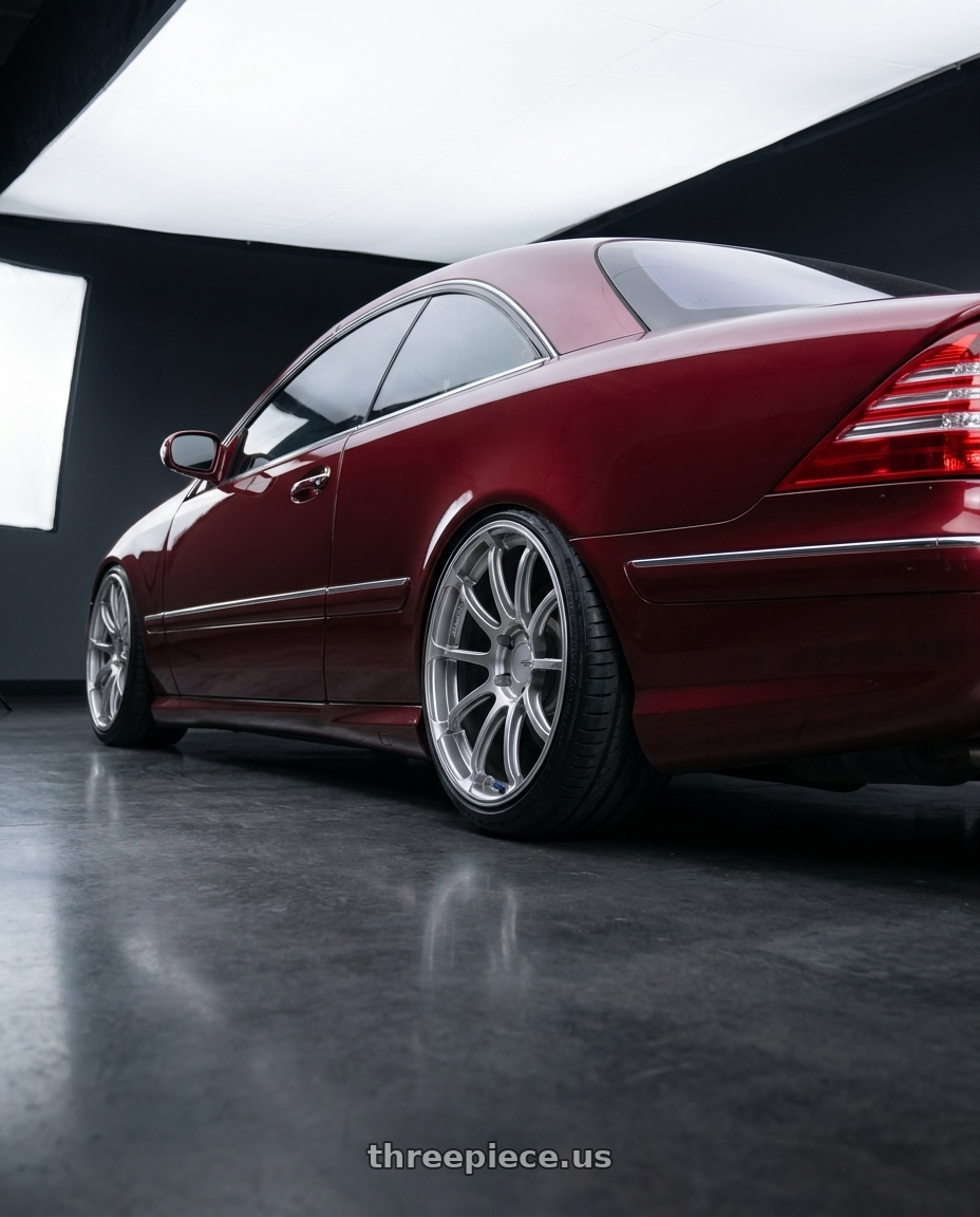 2006 Mercedes CL500 with Advan Racing RSII 5x130 20x10.0 +40 HYPER SILVER wheels rear three quarter view extreme stretch tires