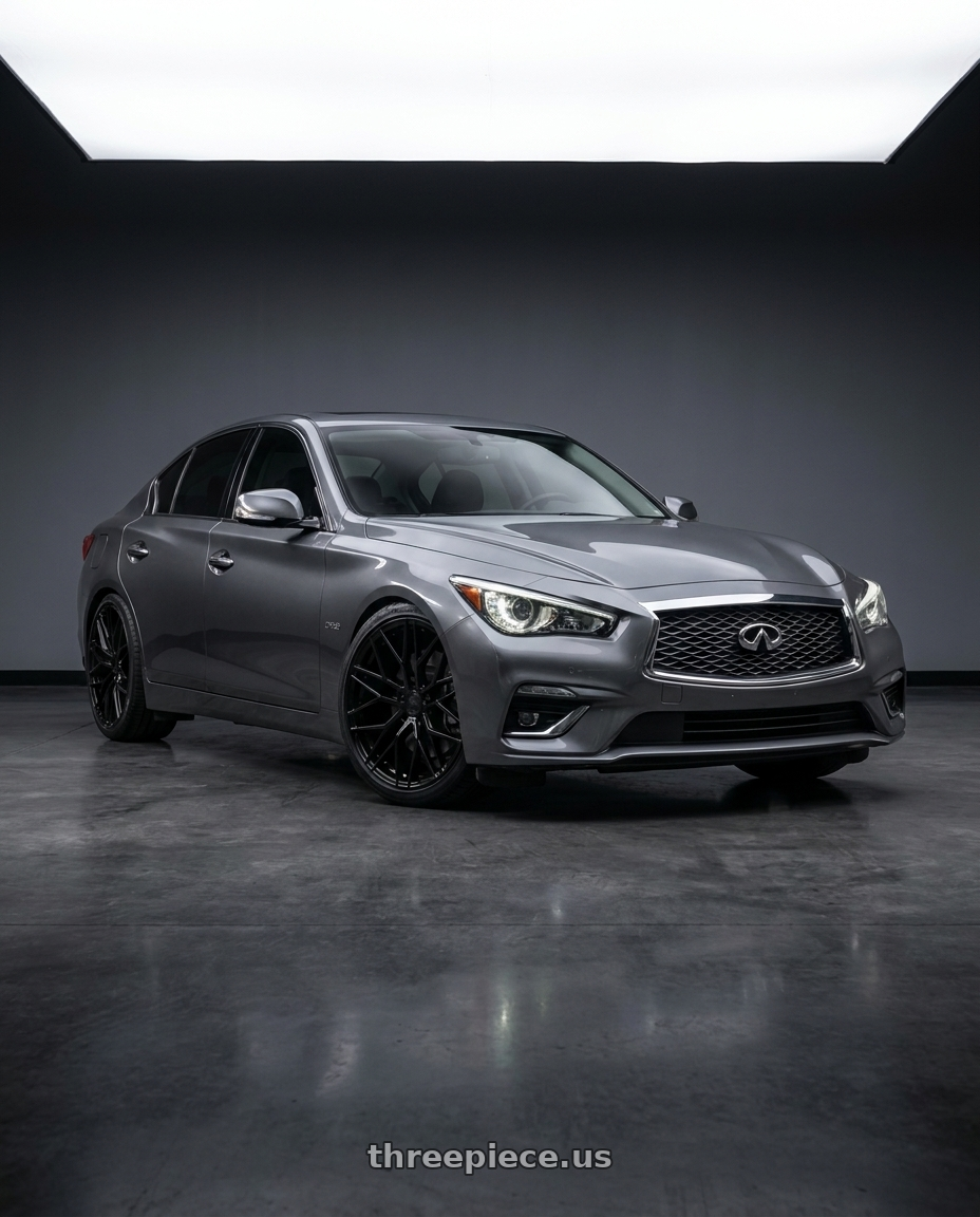 2021 Infiniti Q50 Red Sport with Avant Garde Wheels M520R 5X114.3 20x9 +32 Gloss Black wheels
