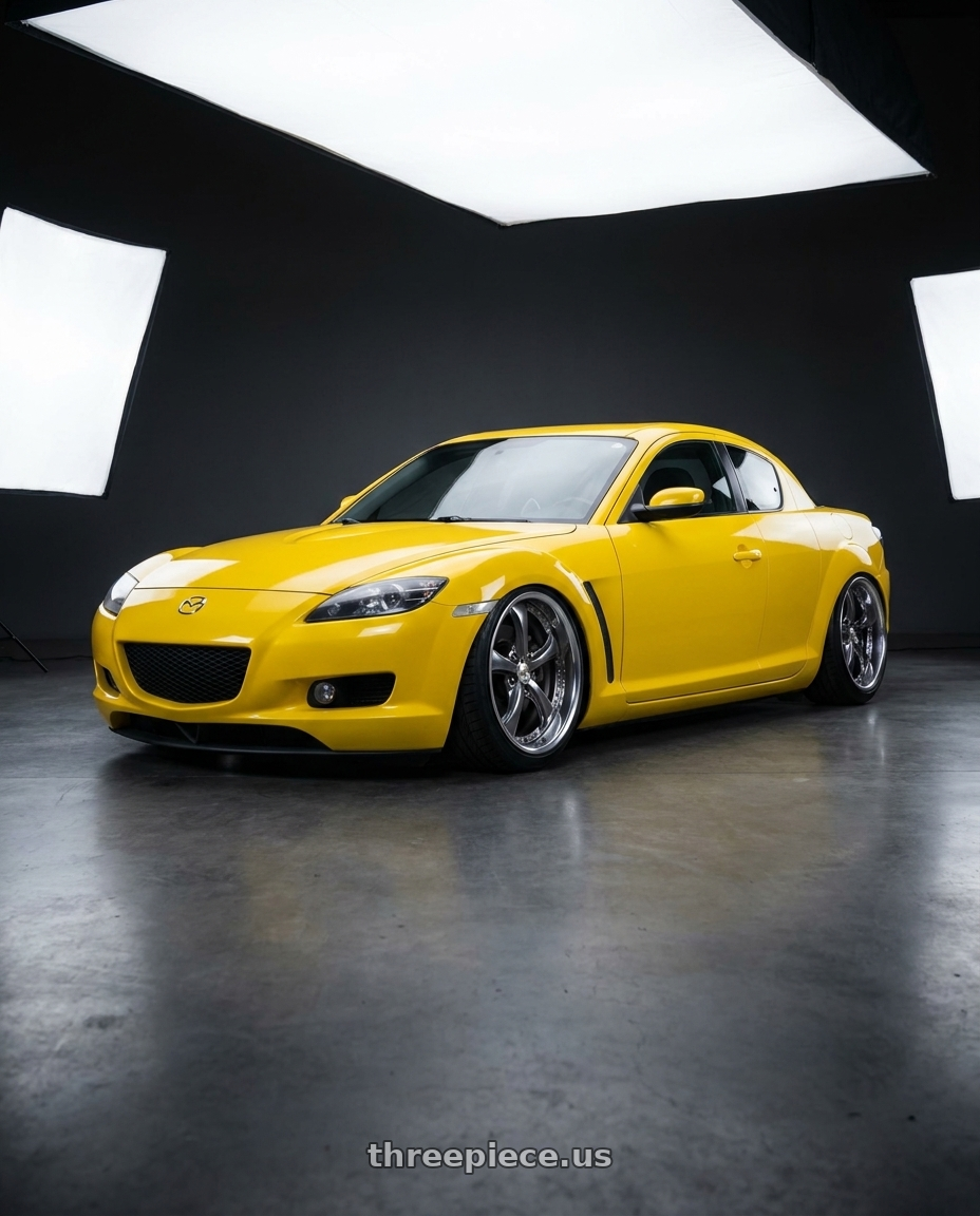 2008 mazda rx8 with Work Wheels VS-KF 5X114.3 19x7.5+34 Brilliant Silver Black A Disk FULL REVERSE wheels