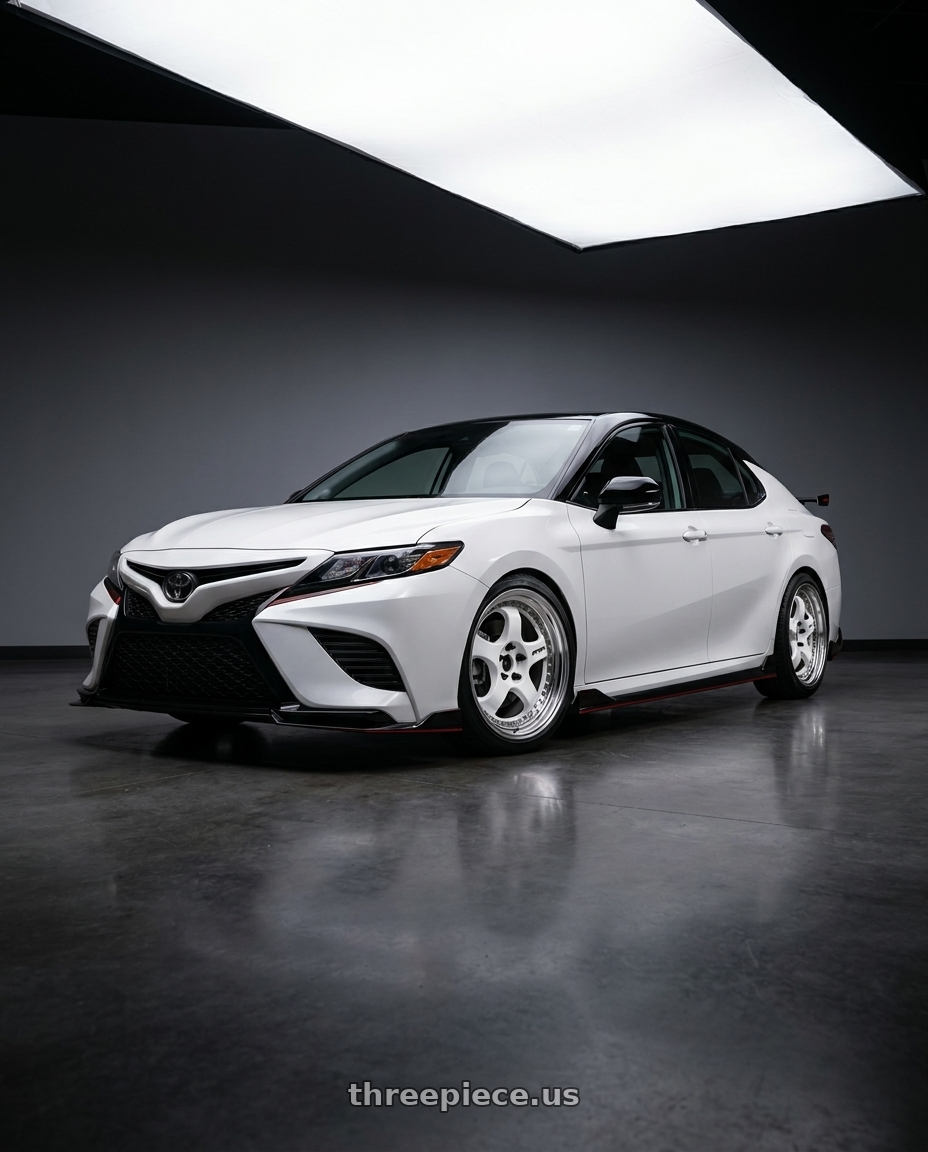 2021 Toyota Camry trd with Work Meister S1 3P 5x114.3 19x8.5+38 R Disk White wheels
