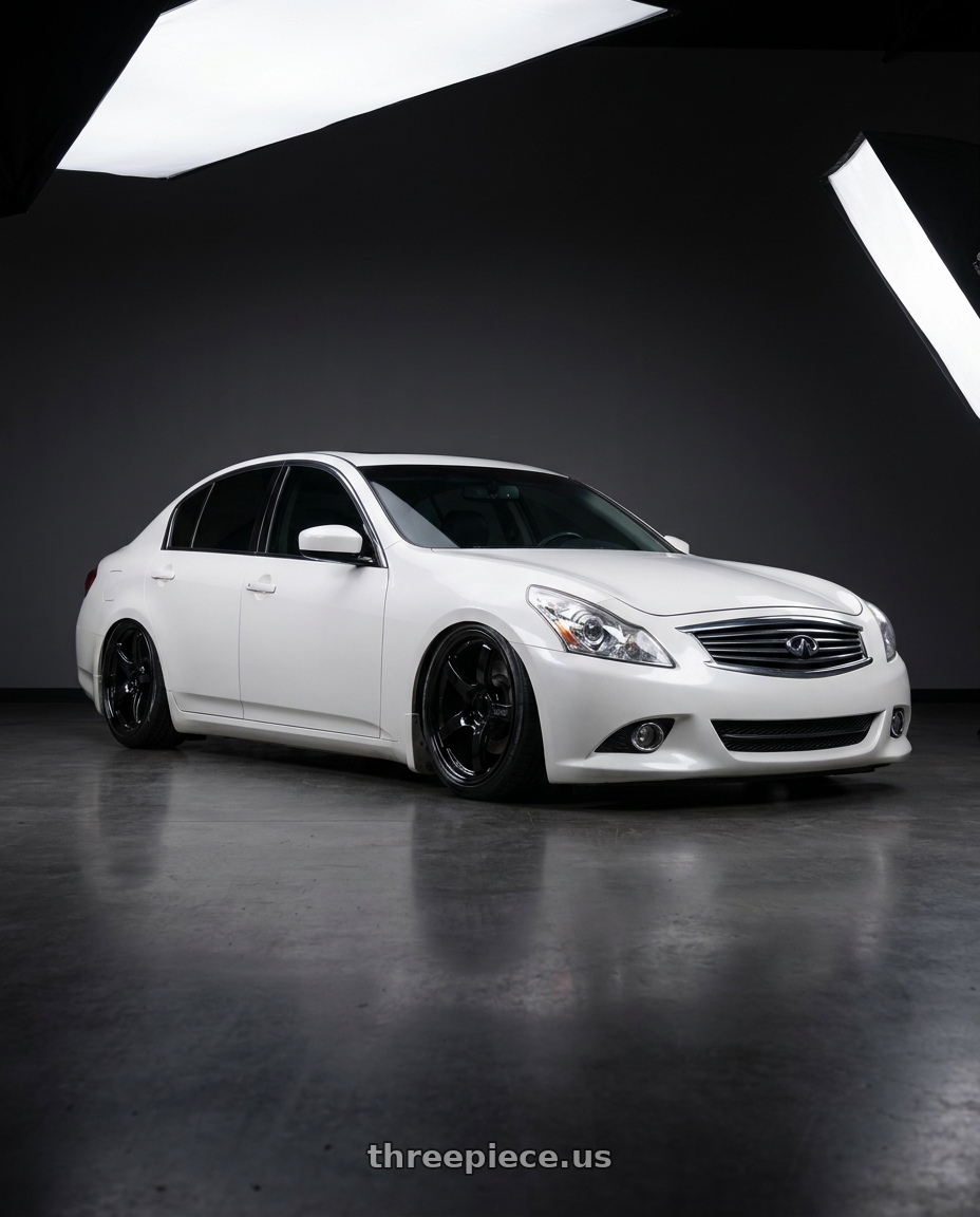 2012 Infiniti G37 with Gram Lights 57CR 5x114.3 19x9.5+35 Glossy Black wheels