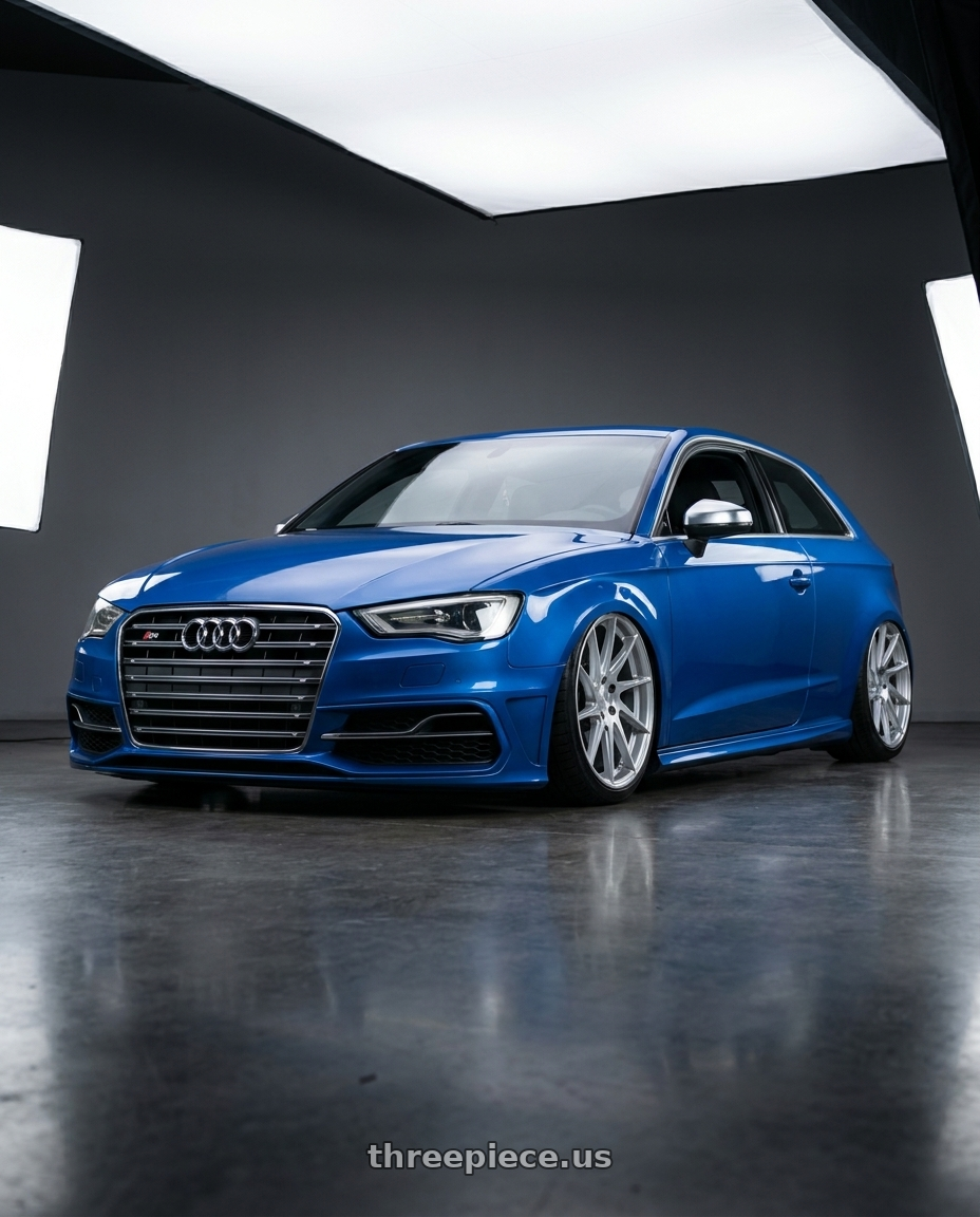 2019 Audi S3 8V with Aodhan AH09 5x112 18x9.5 +35 Gloss Silver Machined Face wheels