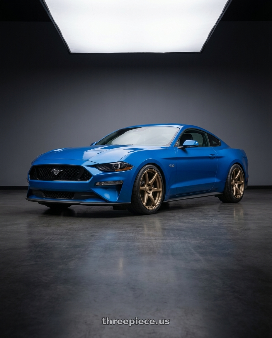 2022 Ford Mustang GT with Kansei K11B Tandem 5x114.3 19x9.5 22 Bronze wheels