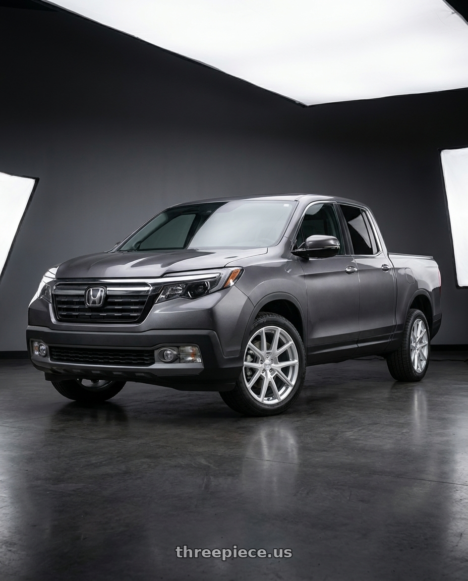 2021 Honda Ridgeline Sport fitted with American Racing AR943 5X120 18X8 +35 HYPER SILVER $319 wheels