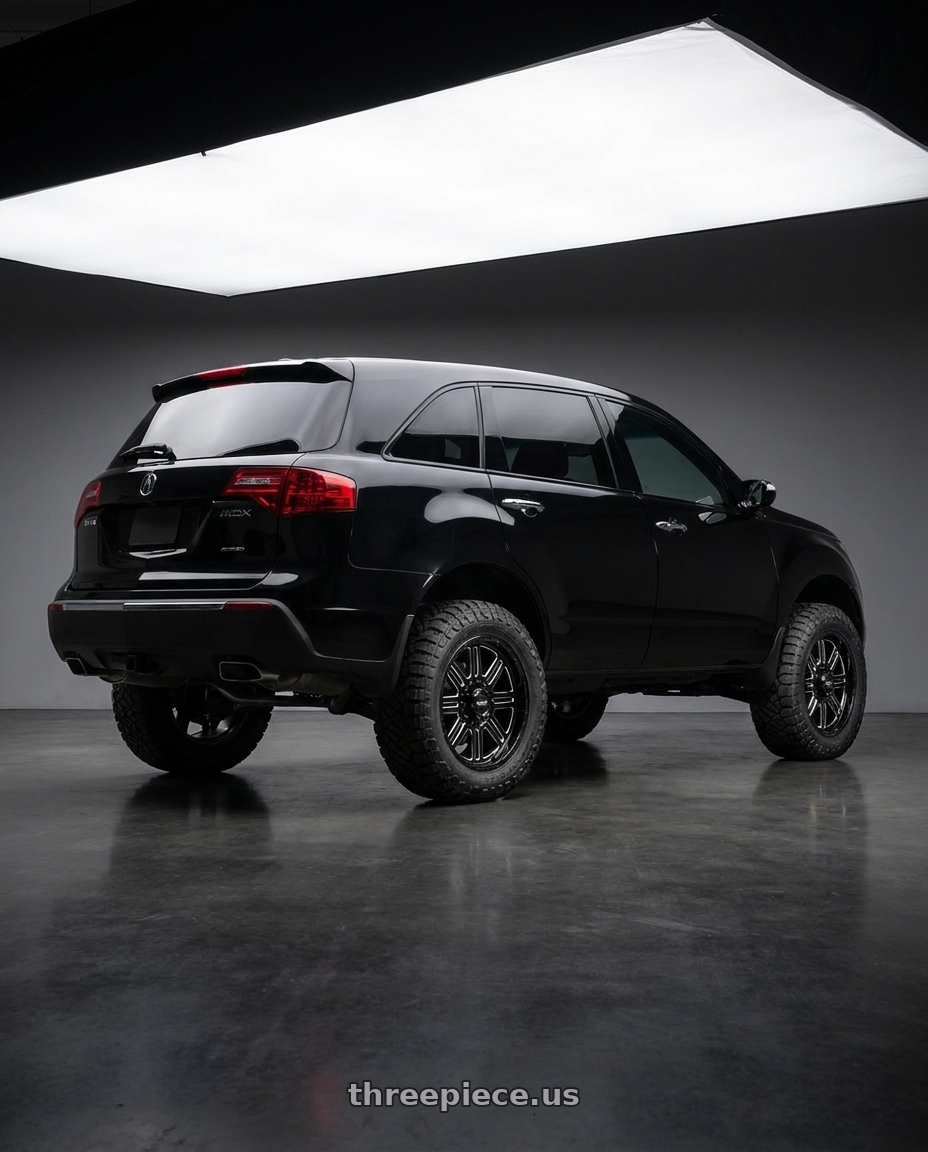 2012 acura mdx with WELD Off-Road Chasm 5x114.3 18x9 0 Gloss Black/Milled Windows wheels rear three quarter view square tires