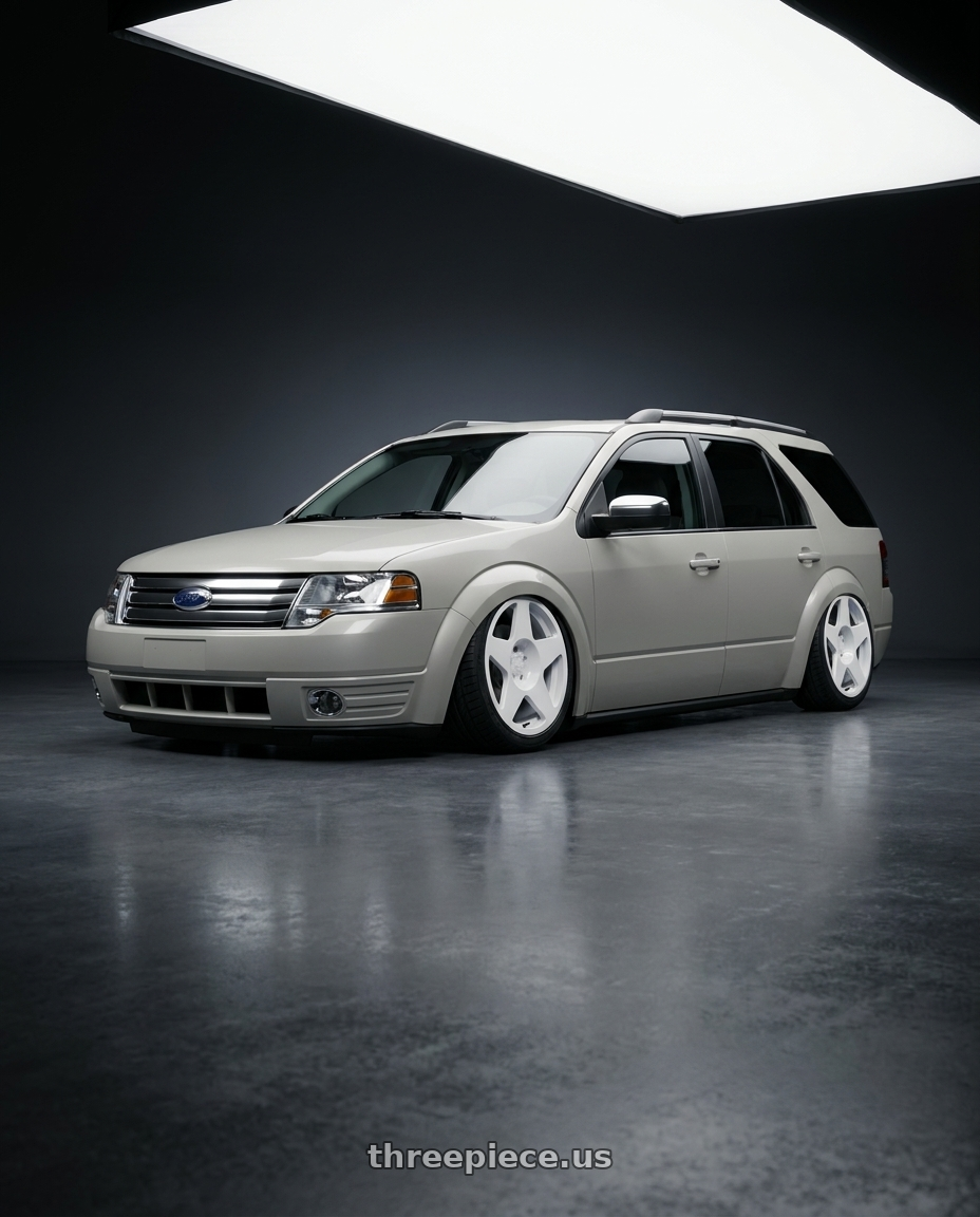 2008 Ford Taurus X with fifteen52 TARMAC 5x108 18x8.5 +42 RALLY WHITE (GLOSS WHITE) wheels
