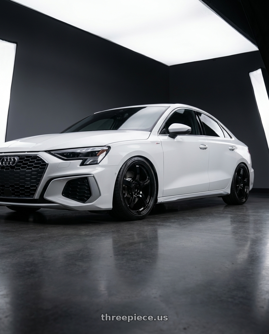 2024 Audi S3 8Y with Gram Lights 57CR 5x112 19x8.5+45 Glossy Black wheels