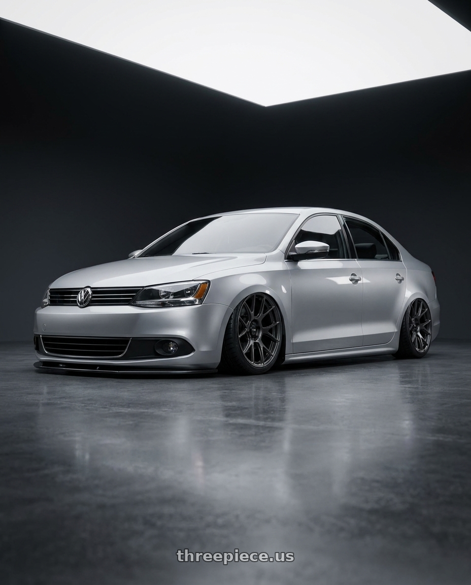 2016 Volkswagen Jetta GLI MK6 with Konig Ampliform 5x112 18x8.5+43 Dark Metallic Graphite wheels