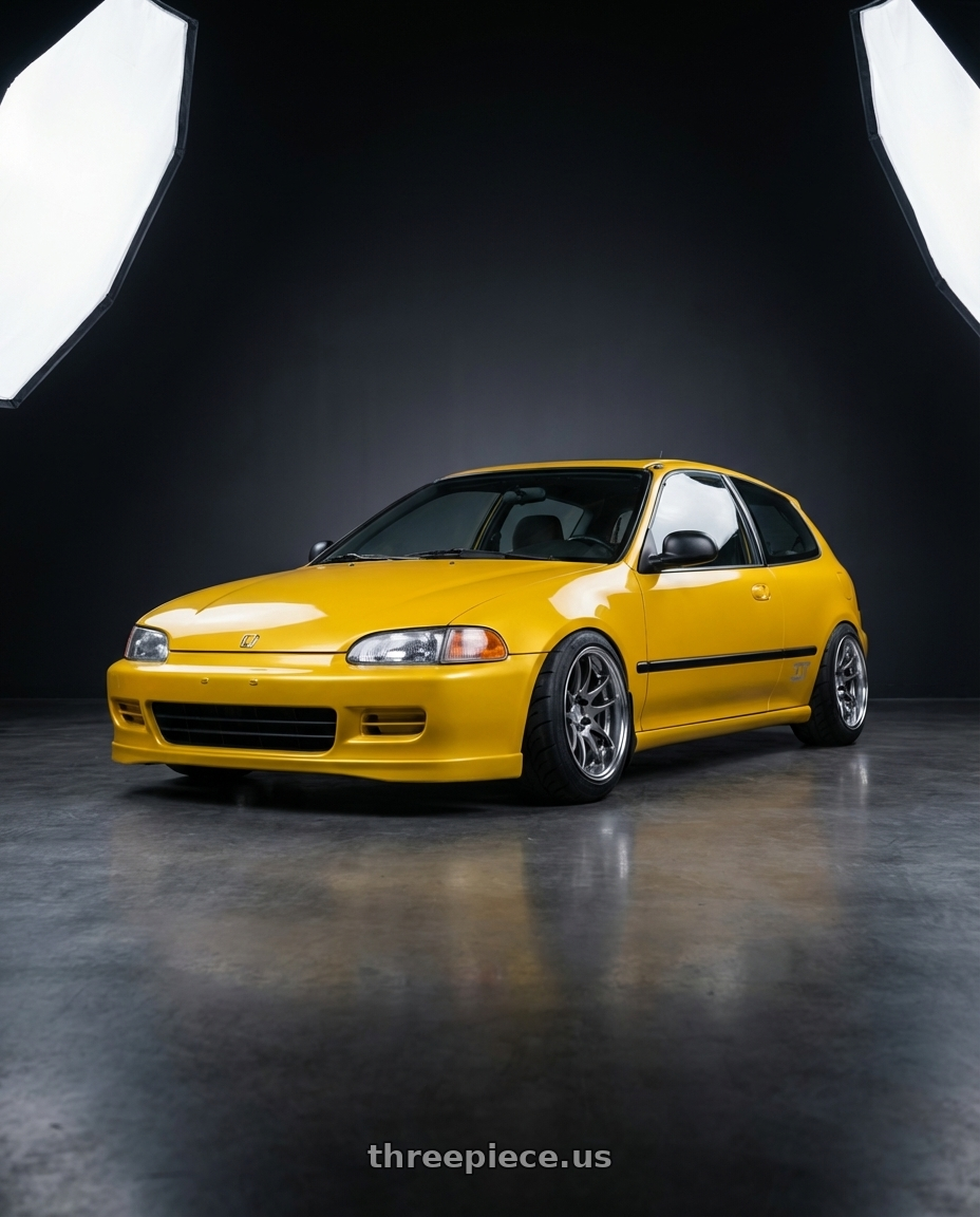 1993 honda civic eg5 with Work Cr 2P 4x100 16x7 +38 GT Silver wheels