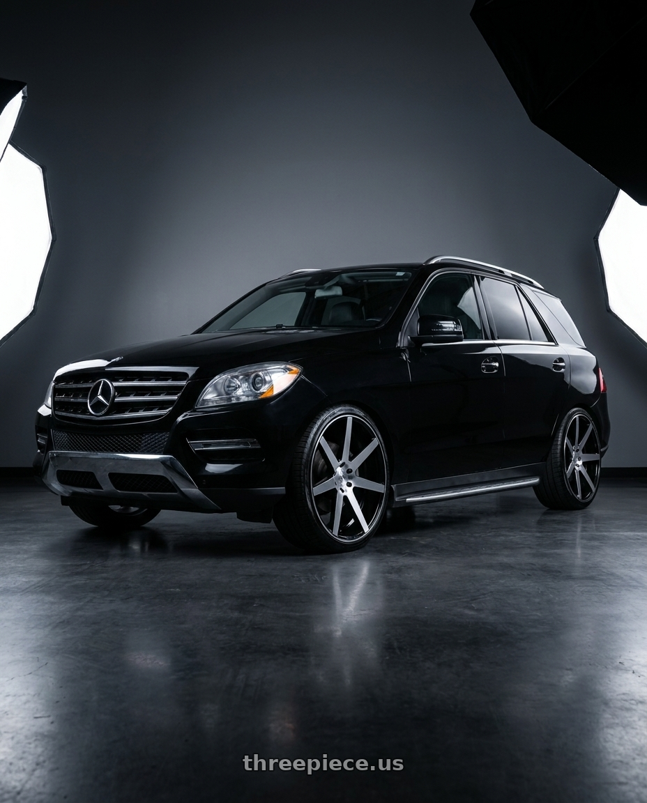 2014 Mercedes ML550 with Status JOURNEY 5X120 24X10 +15 GLOSS BLACK W/ MACHINED FACE wheels