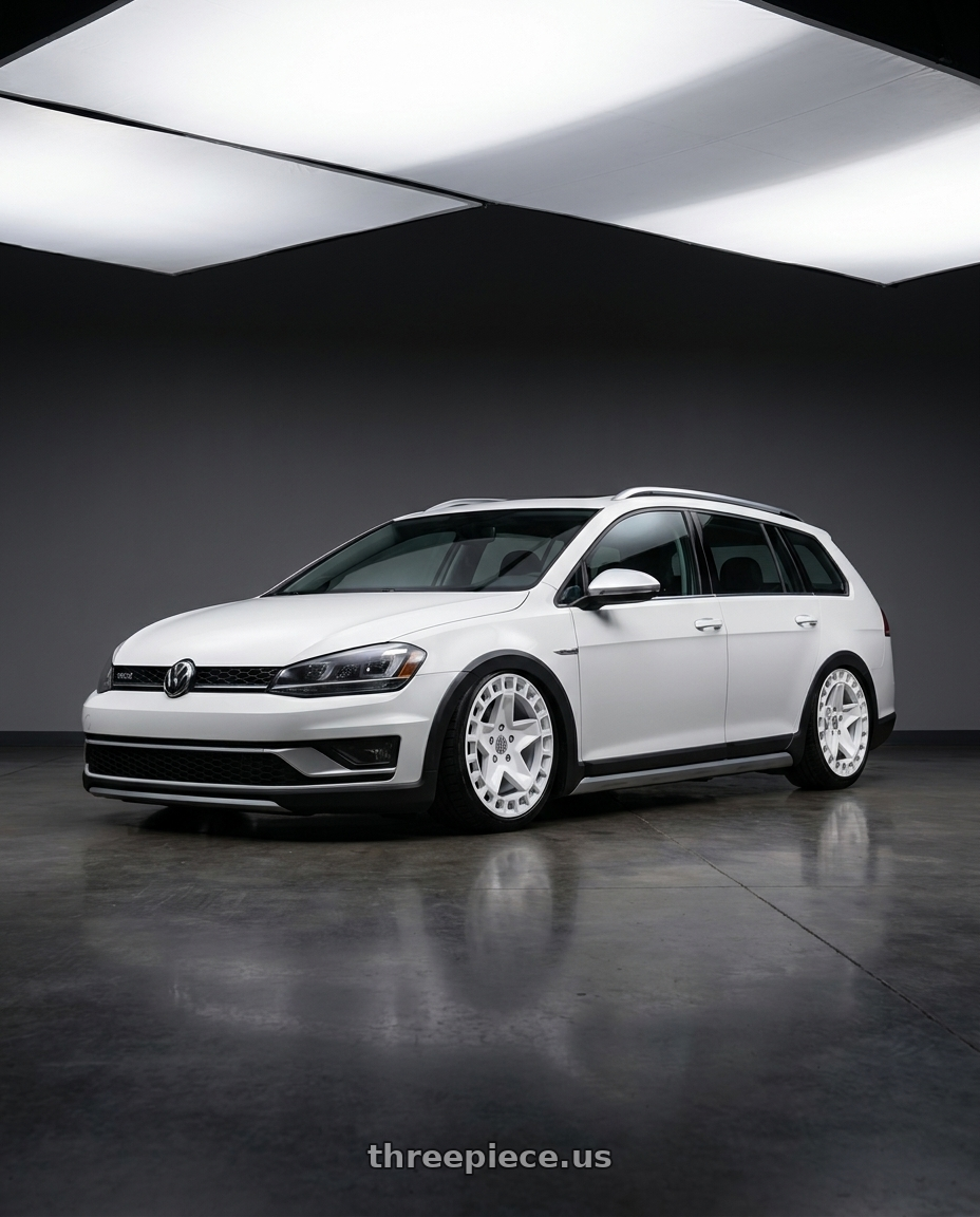 2017 Volkswagen golf alltrack sel fitted with Victor Equipment ALPEN 5X130 17X8 +20 GLOSS WHITE $345 wheels