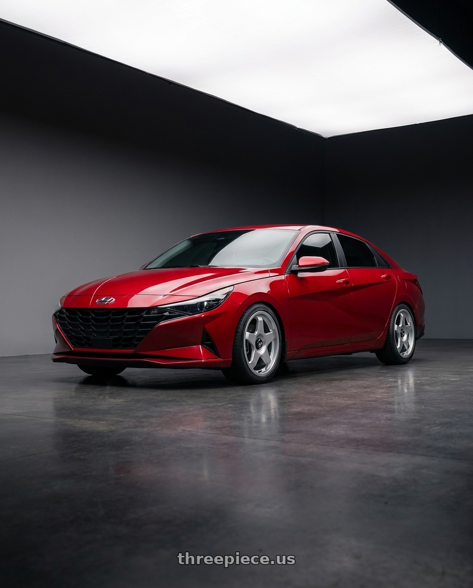 2021 Hyundai Elantra SEL scarlet with fifteen52 CHICANE 5x108 / 5x112 18x8.5 +45 SPEED SILVER (GLOSS SILVER) wheels
