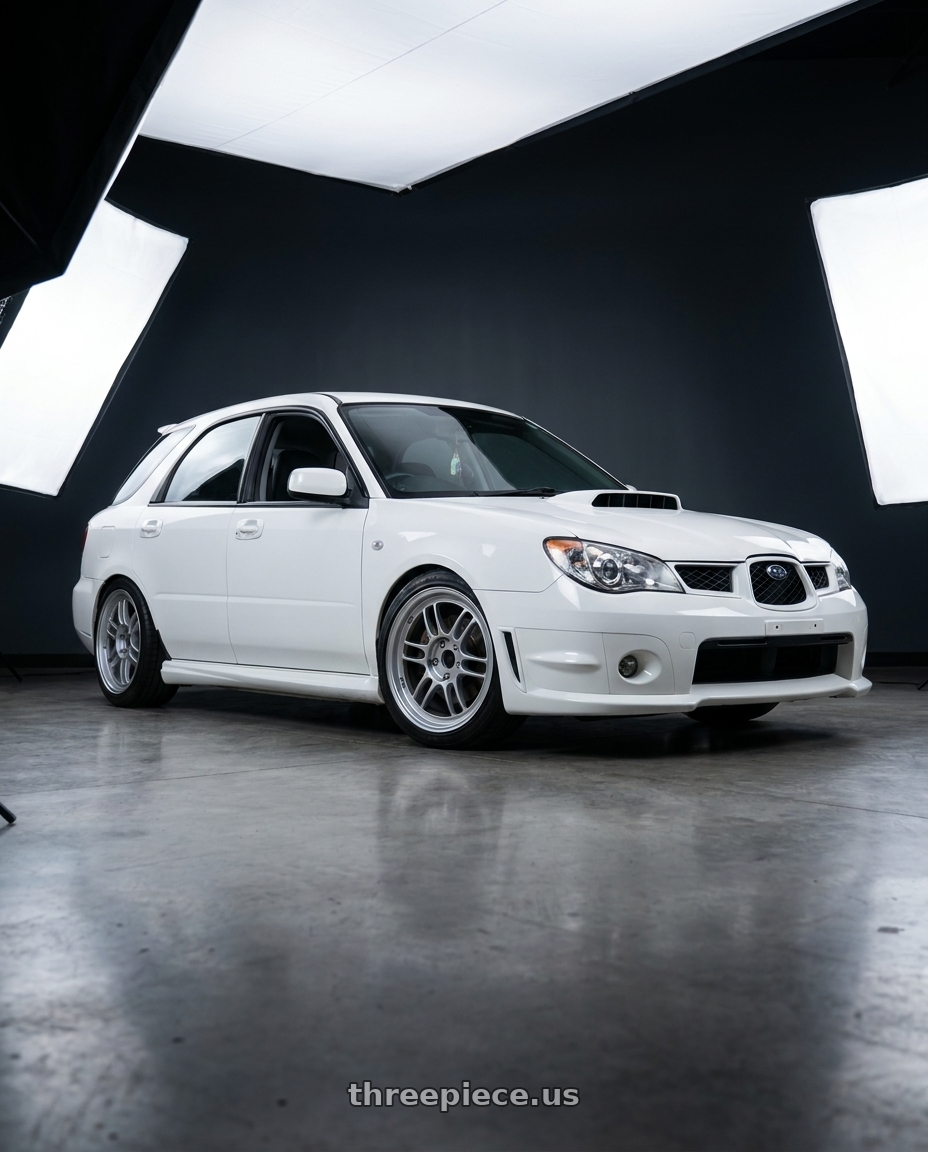 2006 subaru wrx wagon with Enkei RPF1 5x114.3 17x7+45 Silver wheels