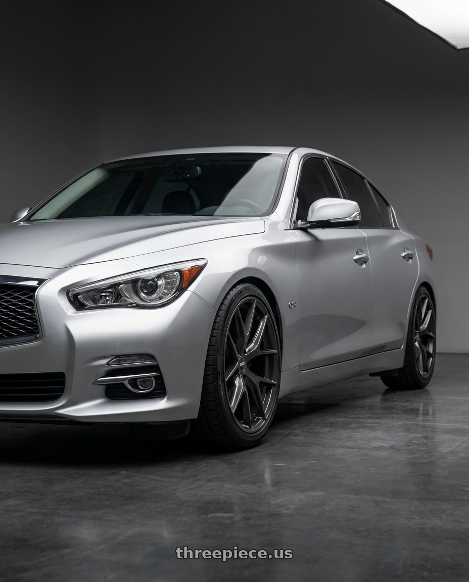 2014 Infiniti Q50 with ESR Wheels FORGETECH SERIES RF2 5x112 18x10.5 +22 Gloss Graphite wheels
