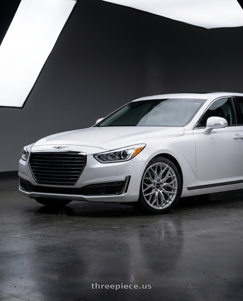 2018 genesis g90 ultimate with F1R FS3 5x114 20x9 +35 Machine Silver wheels