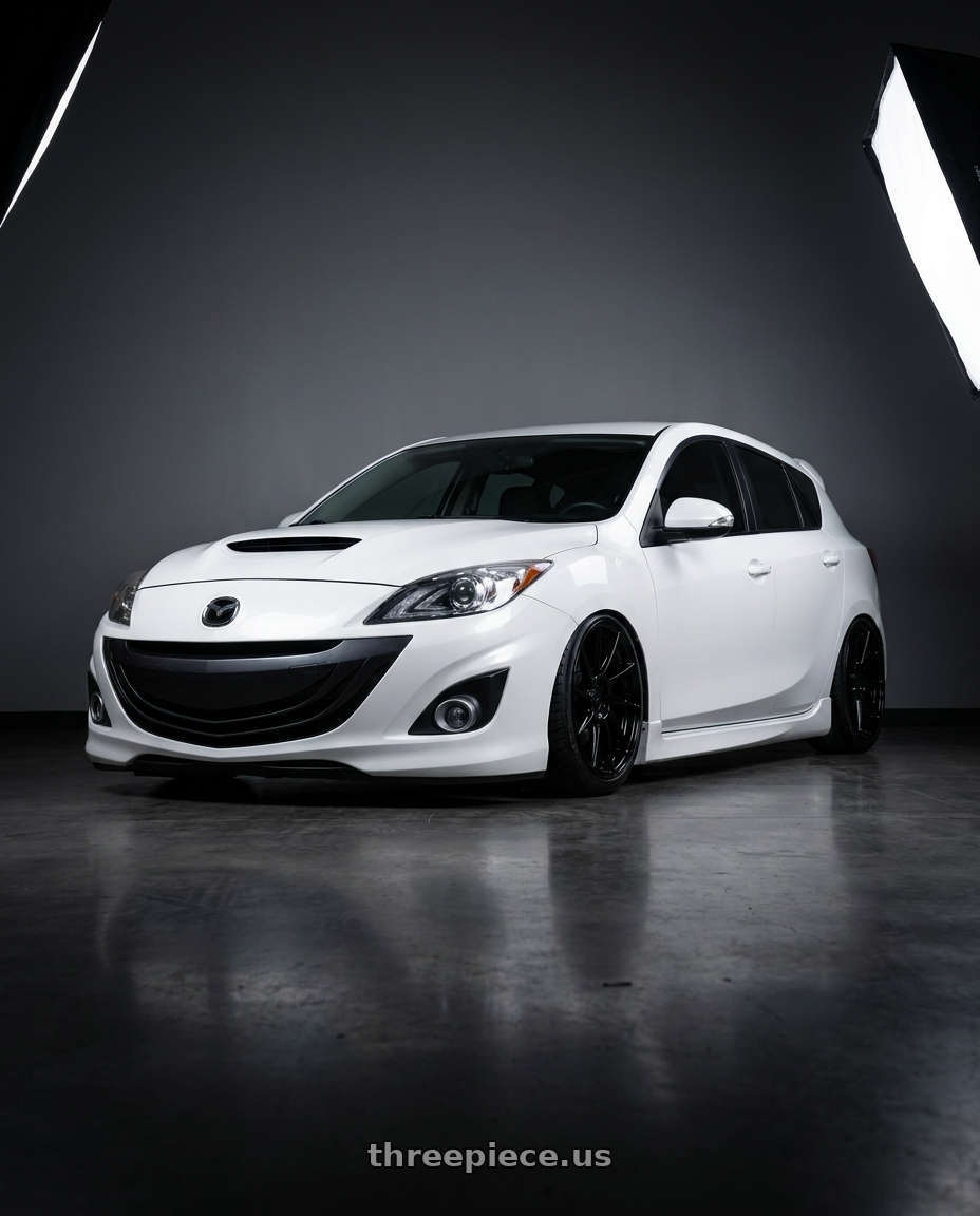 2012 Mazda Mazdaspeed3 with Aodhan AH09 5x114.3 18x9.5 +35 Gloss Silver Machined Face wheels