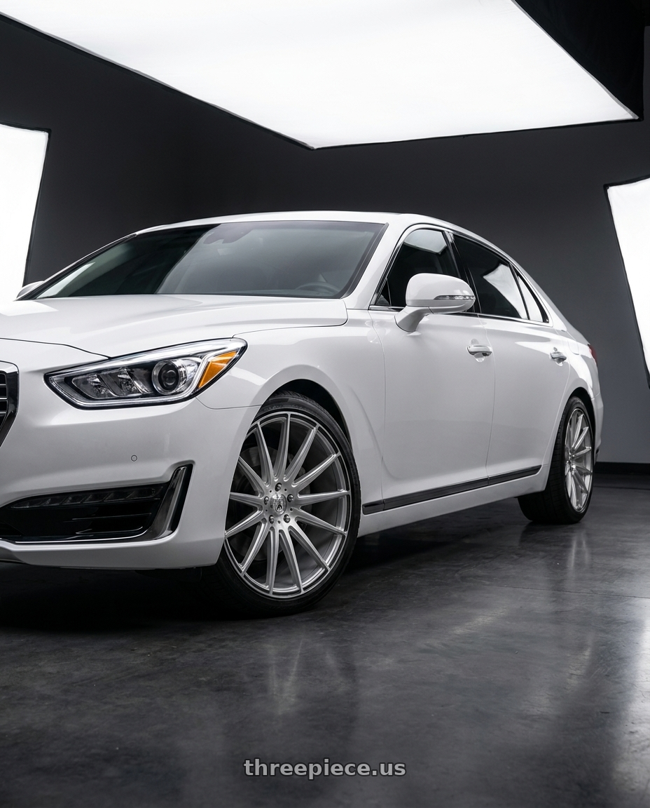 2018 genesis g90 ultimate with Asanti Black ABL-14 POLARIS 5X114.3 20X8.5 +38 BRUSHED SILVER W/ CARBON FIBER INSERTS wheels