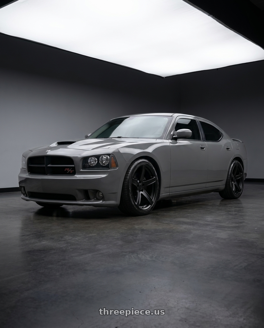 2006 dodge charger rt with REPLICA WHEELS R81002F 5x115 20x9.5+18 SATIN BLACK wheels