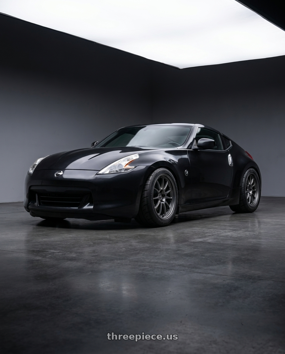 2009 Nissan 370z Magnetic Black Metallic  with Kansei K13G Corsa 5x114.3 18x10.5 12 Gunmetal wheels