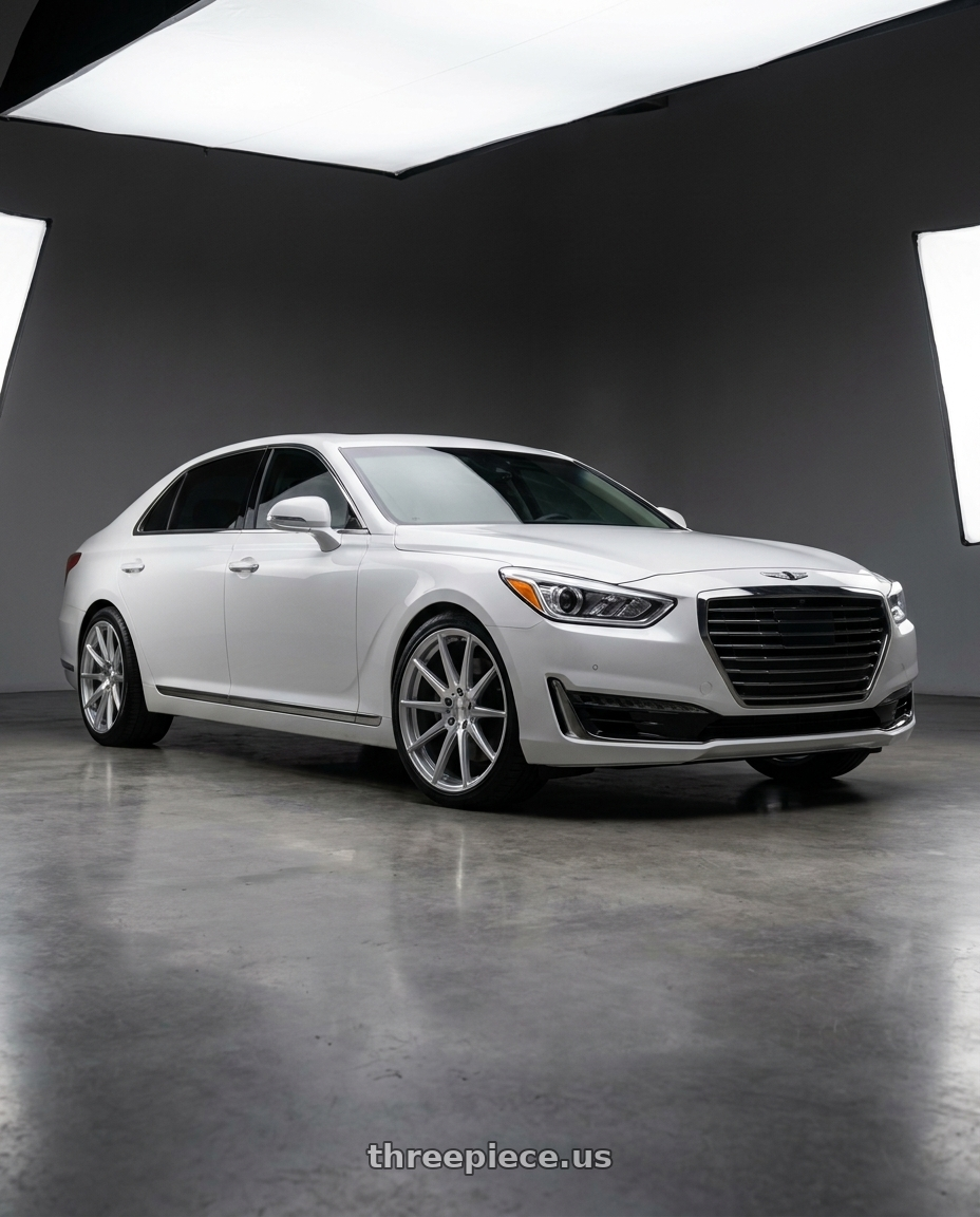 2018 genesis g90 ultimate with DOLCE PERFORMANCE PISTA 5x114.3 20x10 +40 Gloss Silver Machined Face wheels