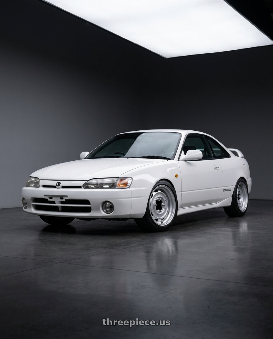 1999 toyota levin with Mobelwagen MW430S Interceptor 4X130 15x5.5 20 Silver wheels