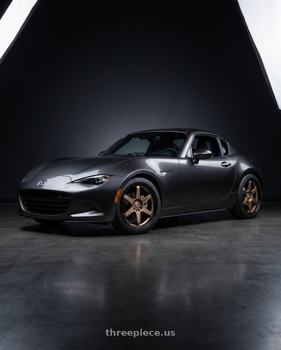 2023 mx-5 miata rf grand touring  with Spec-1 SPT-33 4x100/4x114.3 17x8 +38 Matte Bronze & Black Lip wheels