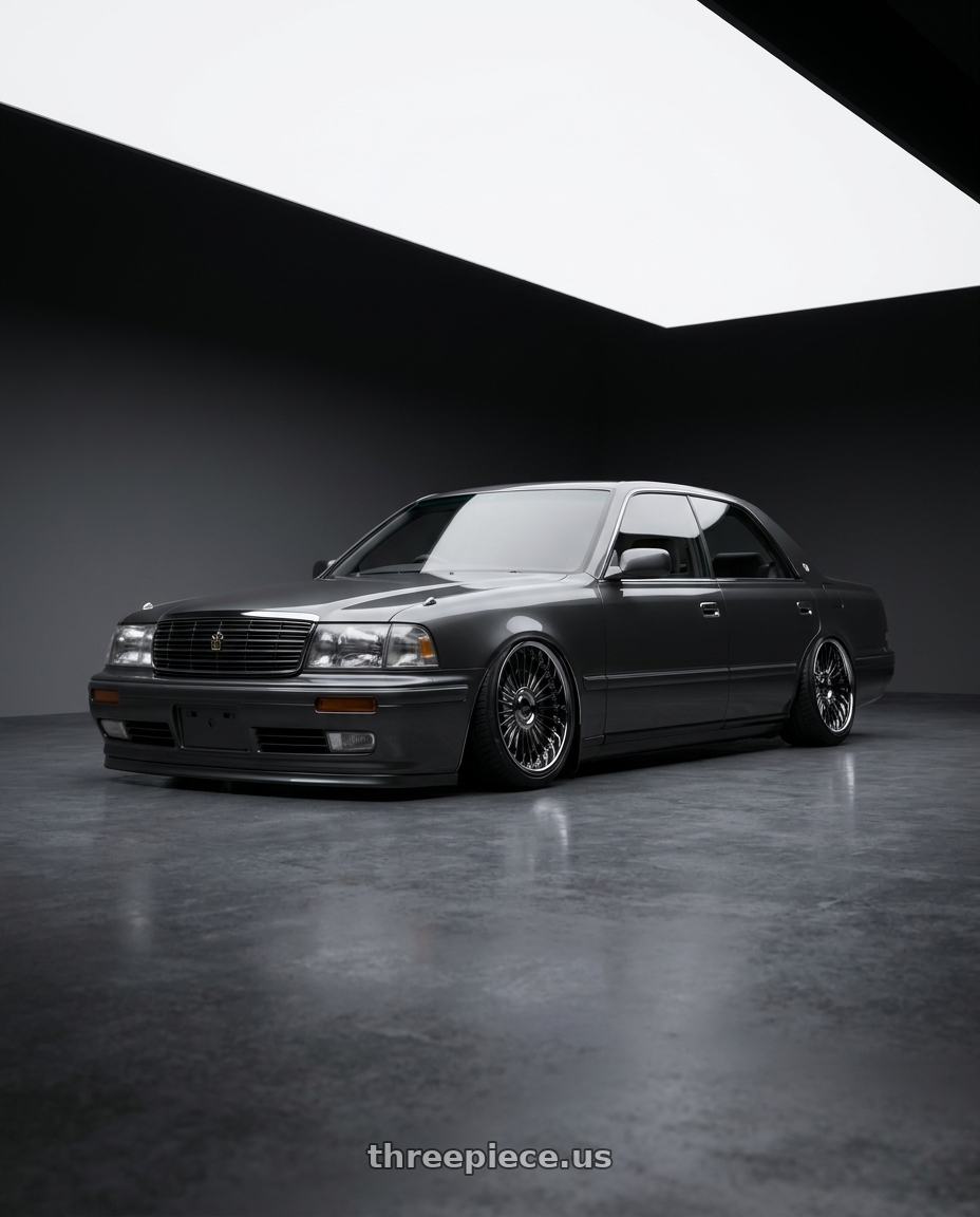 1991 Toyota crown with Work Emitz Black Polish 5x100 19x7.5 +45 wheels