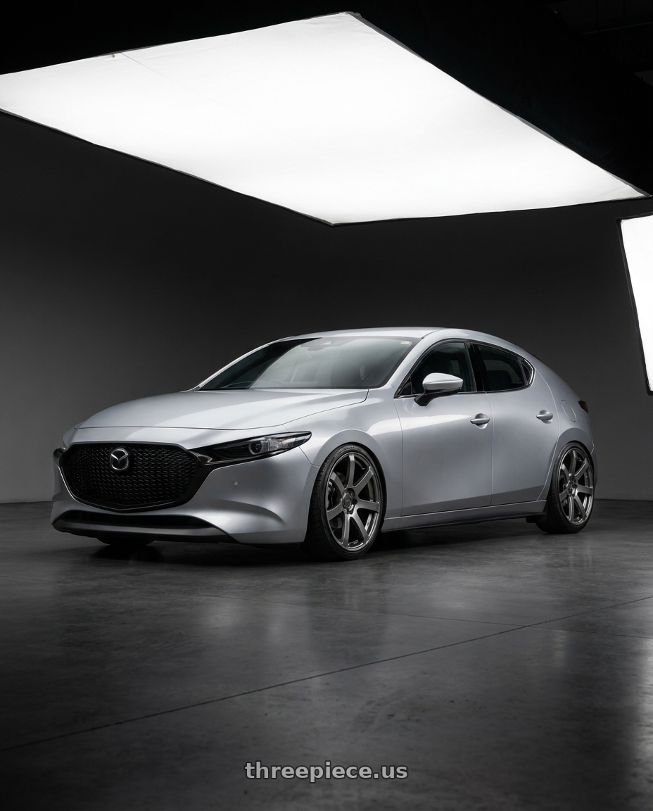 2022 mazda 3 with Enkei PF07 5x114.3 18x8+35 Dark Silver wheels