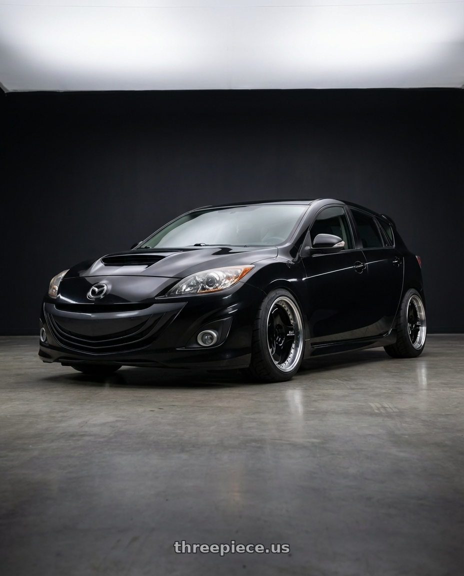 black 2010 mazdaspeed3  with Advan Racing ONI2 PROGRESSIVE 5x114.3 20x9.0 +30 MACHINING & RACING GLOSS BLACK wheels