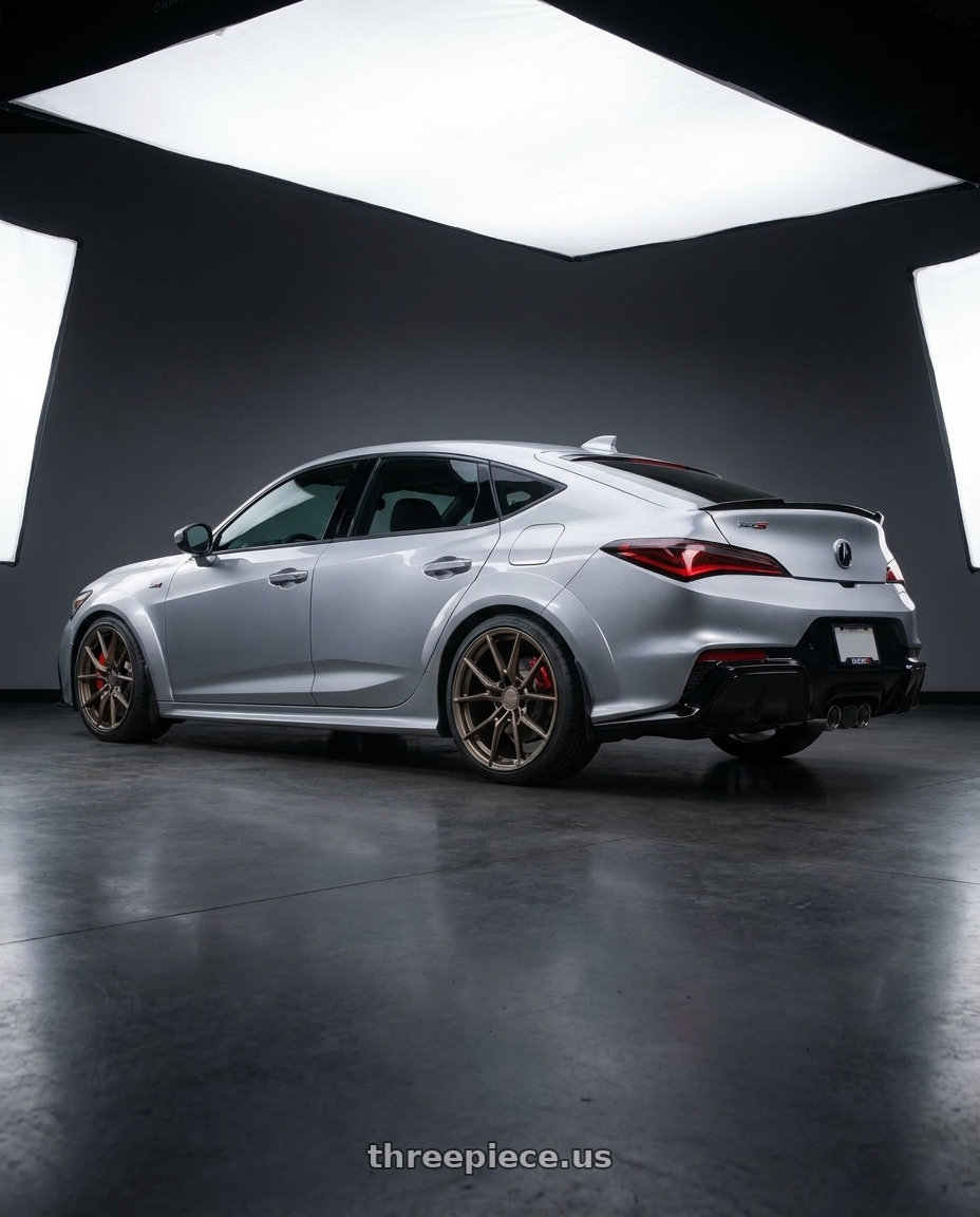 2025 Acura Integra Type s with TSW NEPTUNE 5X120 19X9.5 +39 MATTE BRONZE wheels rear three quarter view square tires