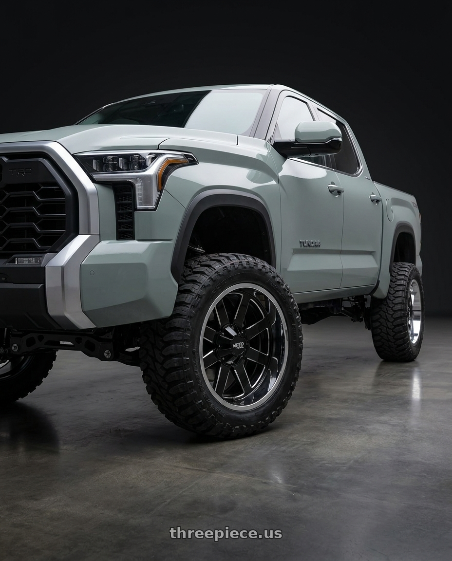 2024 Toyota Tundra with Moto Metal MO200 6X139.7 22X10 -18 GLOSS BLACK MILLED CENTER CHROME LIP wheels