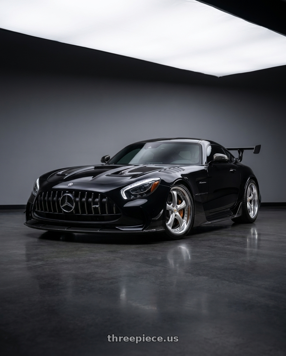 2021 Mercedes Benz AMG GT with Work Wheels VS-KF 5x112 20x12+53 Light Grey Silver A Disk FULL REVERSE wheels