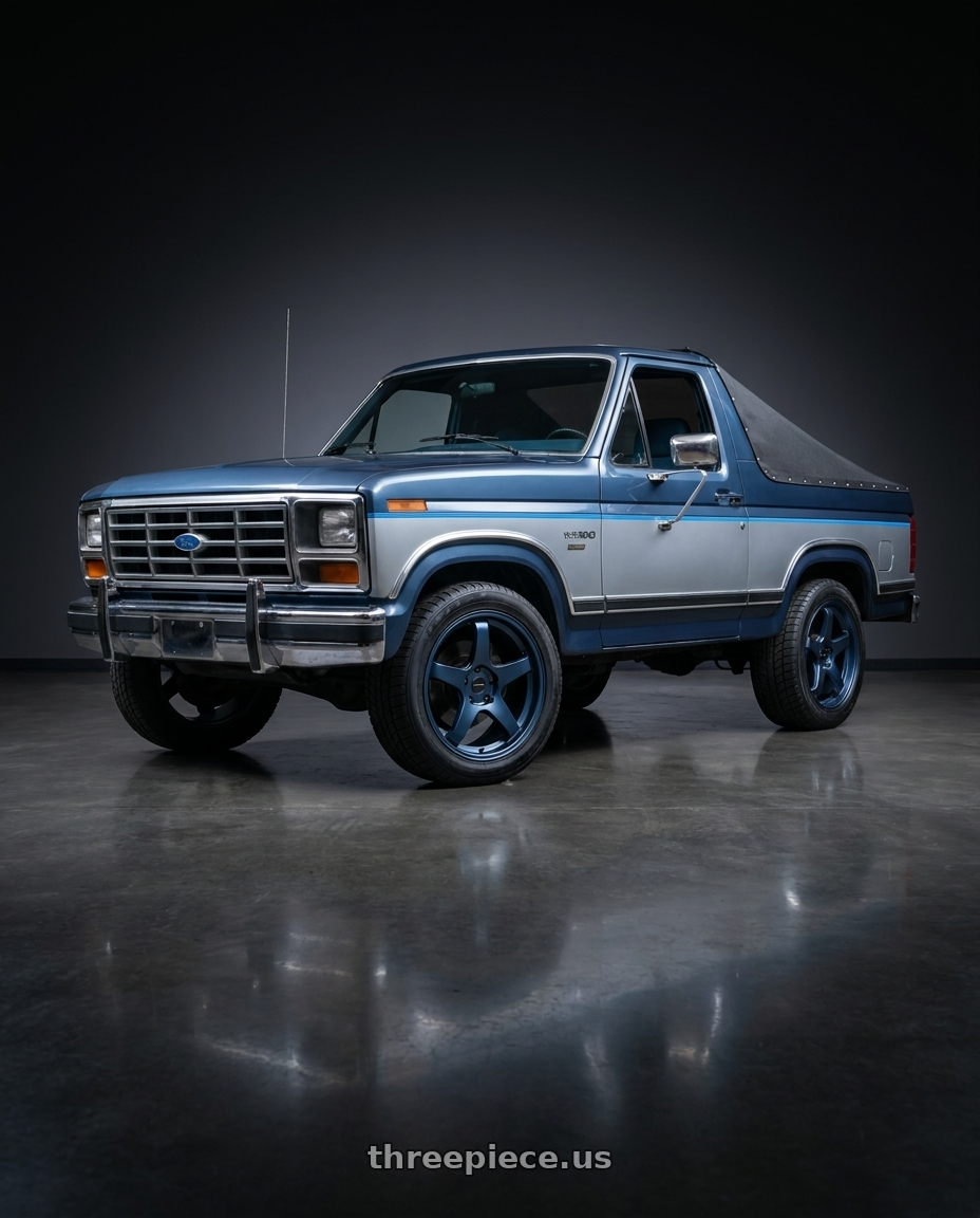 1986 Ford bronco XLT with Rosenstein Wheels CR 5X114.3 18X9.5 +38 Cerulean Blue Pearl wheels