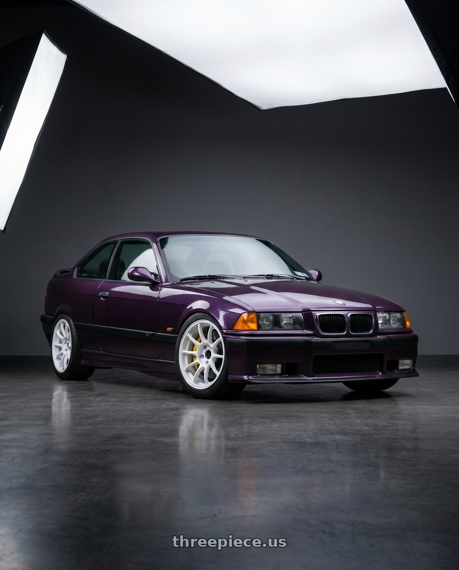 1995 BMW M3 with Volk Racing ZE40 5x114.3 18x10.5+24 Dash White wheels