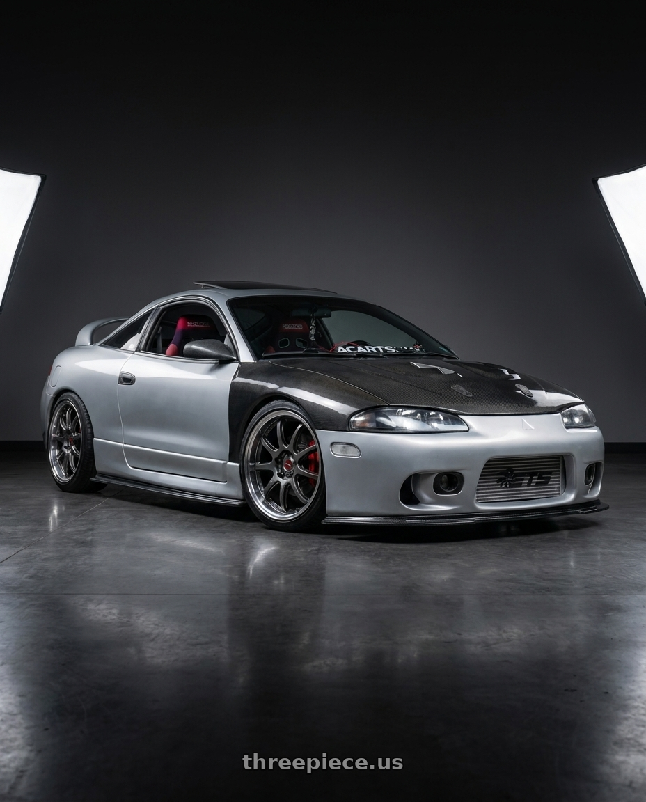 1998 Mitsubishi Eclipse GSX Silver with Work Emotion T7R 2P wheels