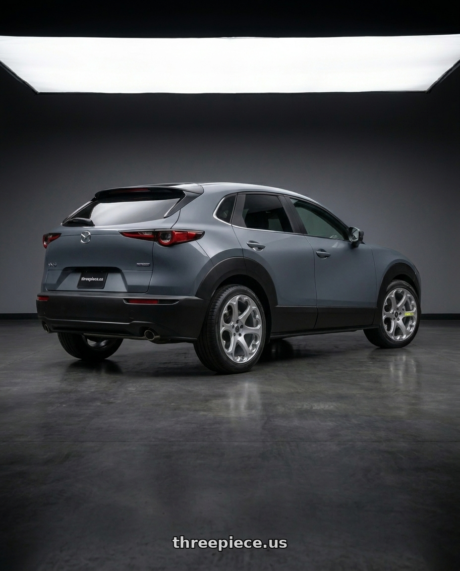 2026 Mazda cx30 with Heritage Wheel Kokoro Monoc 5X114.3 18x9.5+38 Silver wheels rear three quarter view square tires