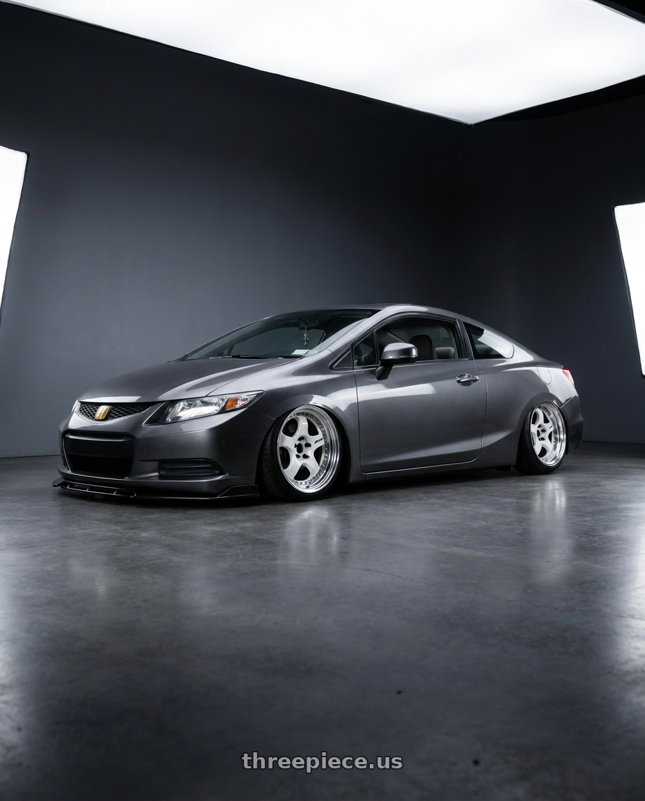 2012 Honda Civic coupe EX with Work Meister S1 3P 5x114.3 17x8+41 O Disk White wheels