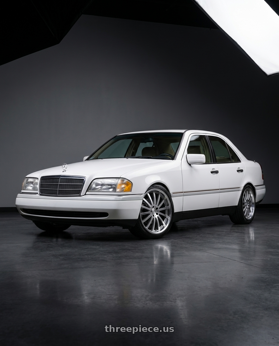 1995 mercedes c220 with Mandrus MILLENIUM 5X112 17X8 +25 HYPER SILVER W/ MIRROR CUT LIP wheels