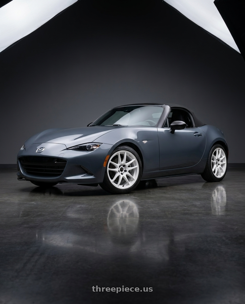 2020 Mazda mx-5 Miata club soft top polymetal grey with Work Emotion Cr Kiwami 4x100 16x6.5 +42 White wheels