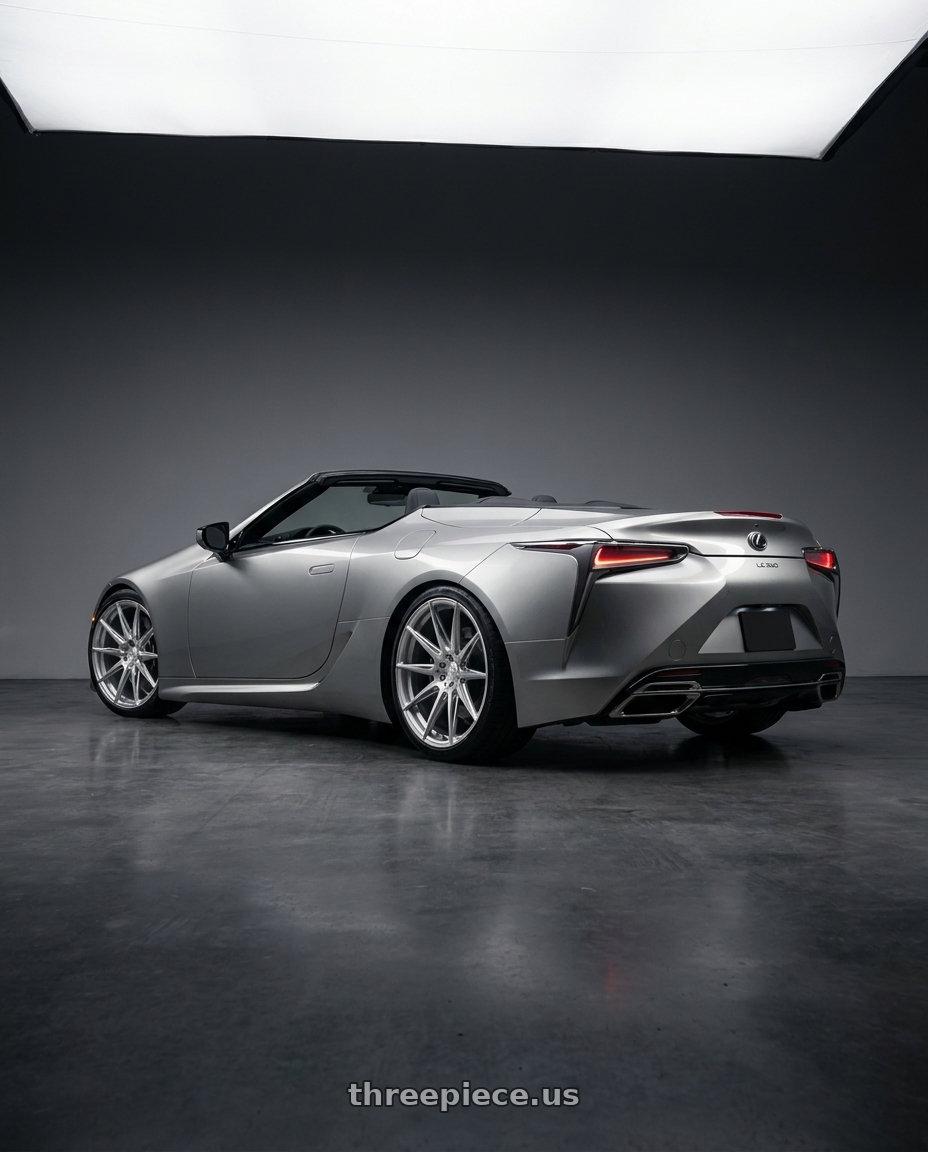 2021 Lexus LC 500 convertible with ADV.1 ADV5.0 5x120 20x9.5 +13 Platinum wheels rear three quarter view square tires