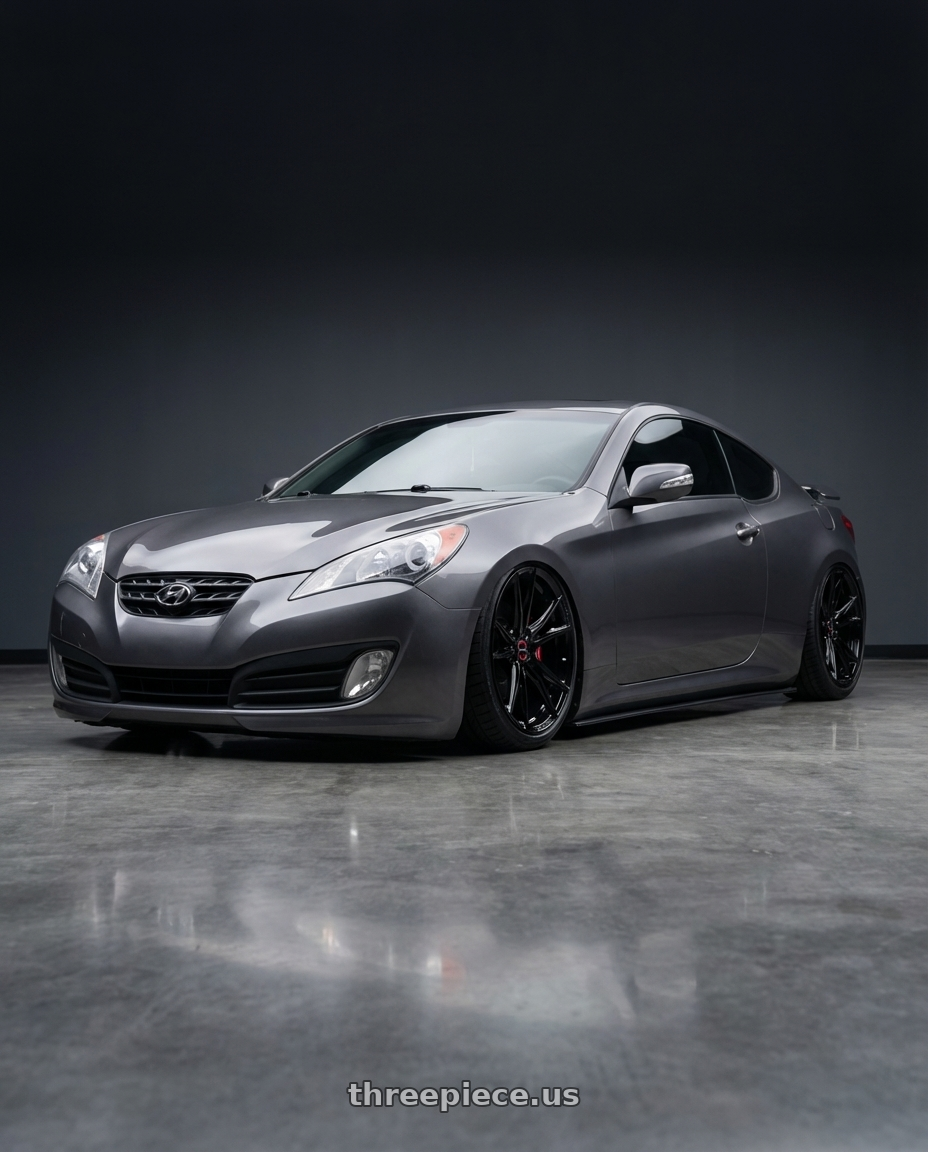 2014 Hyundai Genesis Coupe with Vossen HF-5 19x9.5 / 5x114.3 / ET40 / Deep Face / 73.1 - Gloss Black Wheel - HF5-9N63 wheels