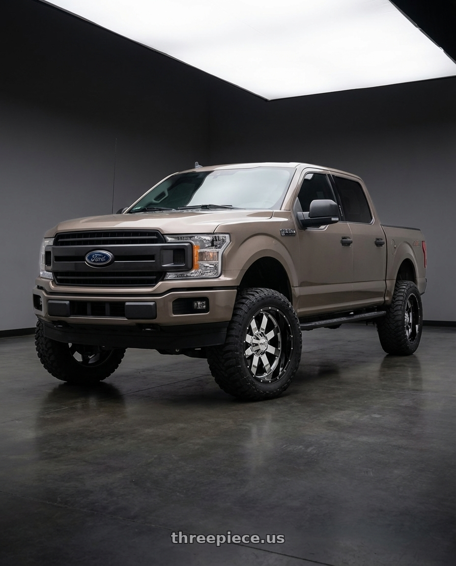 2019 Ford F-150 with Moto Metal MO200 6X135 22X10 -18 CHROME CENTER GLOSS BLACK MILLED LIP wheels