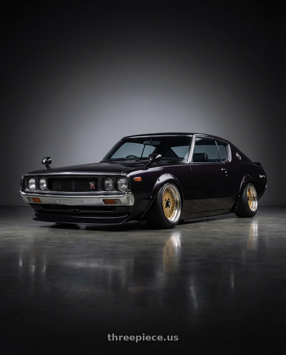 1973 Nissan Skyline GT-R KPGC110 with Enkei Enkei92 Classic Line 4x114.3 15x7+38 Gold wheels